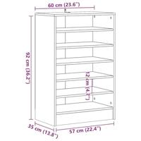 VidaXL Schoenenkast 60x35x92 cm bewerkt hout artisanaal eikenkleur - thumbnail