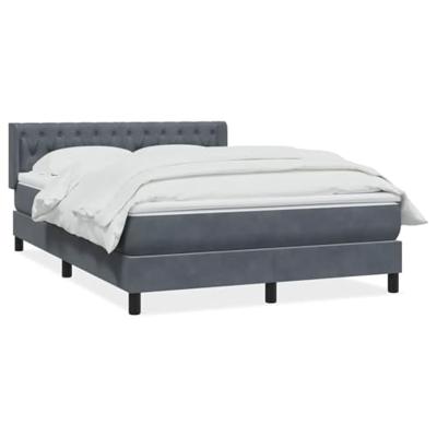 Boxspring met matras fluweel donkergrijs 140x210 cm