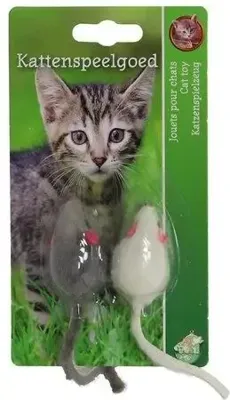 Boon bontmuis kattenspeeltje grijs 2st 4cm