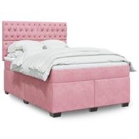 Boxspring met matras fluweel roze 160x200 cm - thumbnail