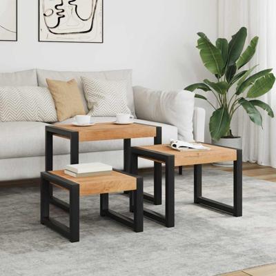 Tafeltjesset 3 st massief hout