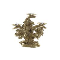 Kandelaar DKD Home Decor 26 x 12 x 23 cm Bloem Gouden Hars - thumbnail