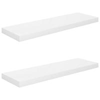 Wandschappen zwevend 2 st 80x23,5x3,8 cm MDF hoogglans wit - thumbnail