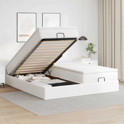 Ottoman bed met matrassen 200x200cm kunstleer wit