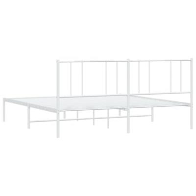 Bedframe met hoofdbord metaal wit 180x200 cm
