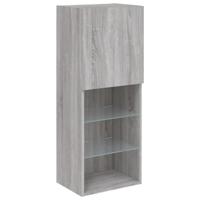 4-delige Tv-wandmeubelset met LED bewerkt hout grijs sonoma - thumbnail