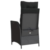 Tuinstoelen 2 st verstelbaar met voetensteun poly rattan zwart - thumbnail