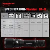 Powertac WAR-G4 FLW Zaklamp werkt op een accu LED 4200 lm 152 g - thumbnail