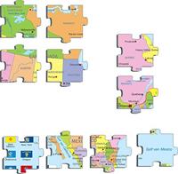 Selecta Larsen legpuzzel kaart noord, amerika met staten en vlaggen, 70st. - thumbnail