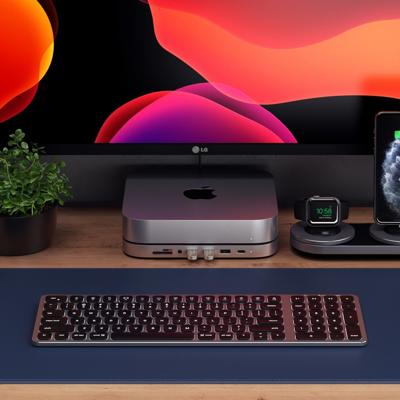SATECHI Compact Verlicht Bluetooth Toetsenbord - Draadloos Bluetooth 5.0 & Multi-Apparaat Sync - Voor M2/M1 Macbook Pro/Air, M2/ M1 iPad Pro/Air, M2 Mac Mini, iMac M1 (Layout DE Duits)