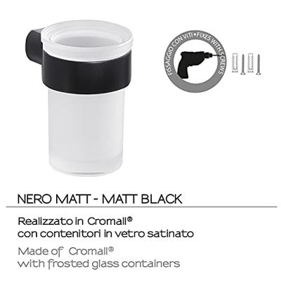 Bekerhouder Sapho Pirenei Hangend 6.9x10.5 cm Mat Zwart / Satijnglas