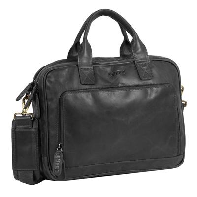 Justified Bags Justified Bags® - Max Laptop Business Bag - Laptoptas - Aktetas - 13&apos;&apos; Laptop - Leer - Zwart