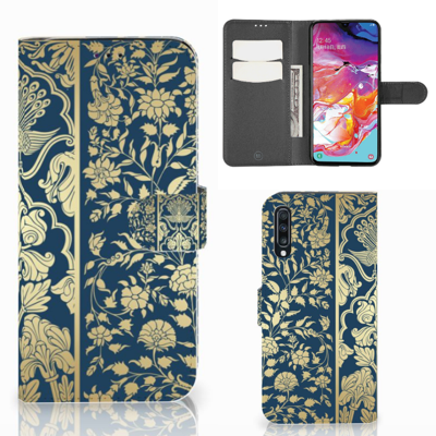 Samsung Galaxy A70 Hoesje Beige Flowers Samsung Galaxy A70 Hoesje Beige Flowers
