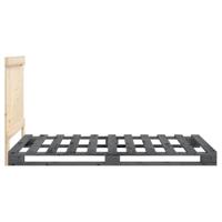 Bedframe met hoofdbord massief grenenhout grijs 100x200 cm - thumbnail