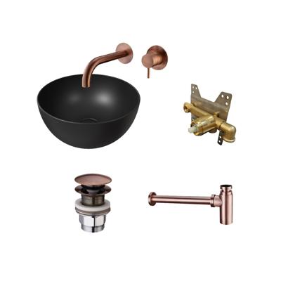 Salenzi Waskomset Unica Round 40x20 cm Mat Zwart