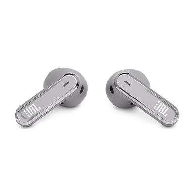 JBL Live Flex Auricolari Wireless Bluetooth, Design Open-Ear Resistente ad Acqua e Polvere IP54, Cancellazione Adattiva del Rumore, 6 Microfoni, Surround, fino a 40 h di Autonomia, Zilver