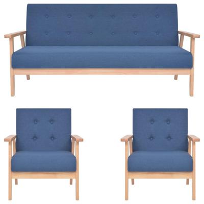 3-delig Bankstel stof blauw