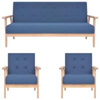 3-delig Bankstel stof blauw - thumbnail