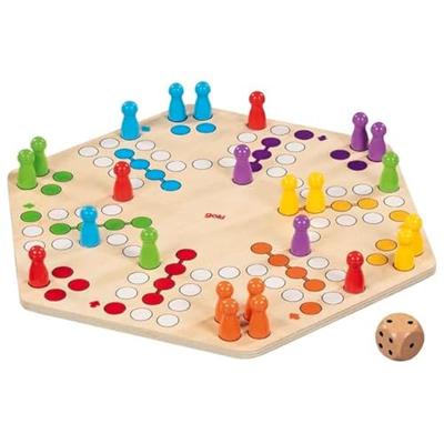Goki houten ludo spel 6 spelers - thumbnail