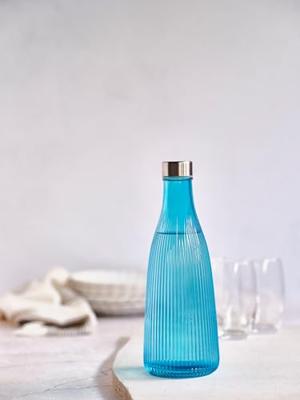 Cosy & Trendy Waterkaraf Atla - met RVS Dop - Glas - Azure Blue - 1 liter Cosy & Trendy Waterkaraf Atla - met RVS Dop - Glas - Azure Blue - 1 liter