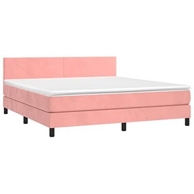 Boxspring met matras en LED fluweel roze 160x200 cm