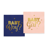 Gender Reveal Servetten Blauw Roze 33cm (20st) - thumbnail