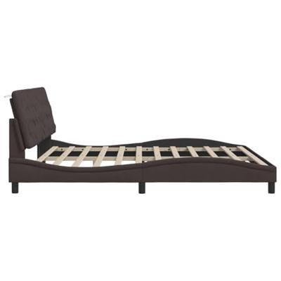 Bedframe zonder matras stof donkerbruin 200x200 cm