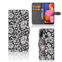 Samsung Galaxy A20s Hoesje Black Flowers - thumbnail