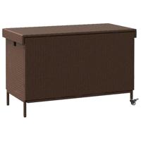 Tuinbox met wielen 110x55x73 cm poly rattan bruin - thumbnail