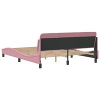 Bedframe met hoofdeinde zonder matras 160x200 cm fluweel roze - thumbnail