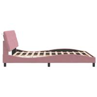Bedframe met LED zonder matras fluweel roze 160x200 cm - thumbnail