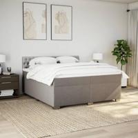 Boxspring met matras stof taupe 200x200 cm - thumbnail