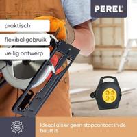 Perel kabelhaspel 3G1.5, met 4 stopcontacten, 10 m, geel en zwart - thumbnail