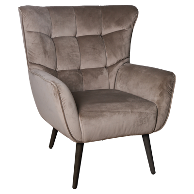 PTMD Fauteuil 'Kian' Velvet, kleur Zand