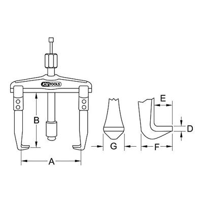 KS Tools 6200302 Hydraulische poelietrekker Aantal haken: 2