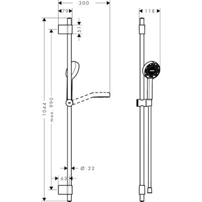 hansgrohe Activera S doucheset 95 - 2jet - EcoSmart - met glijstang varia 105cm - chroom 28050000