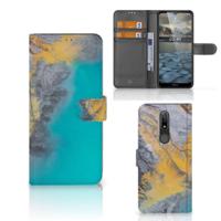 Nokia 2.4 | Bookcase | Marble Blue Gold - thumbnail