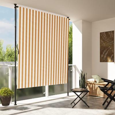 VidaXL Rolgordijn voor buiten 150x270 cm stof en staal oranje en wit