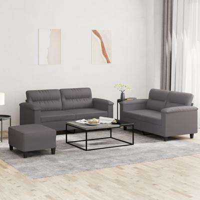 2-delige Loungeset met kussens kunstleer grijs