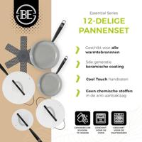 BE Living Pannenset Essential keramische anti-aanbaklaag - geschikt voor alle warmtebronnen - wit - 5 Delig - thumbnail