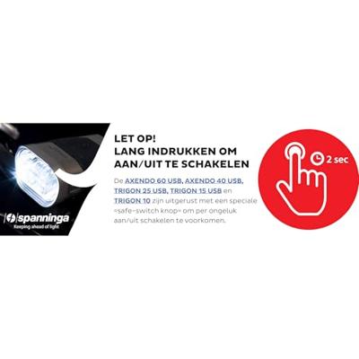 Spanninga Trigon 25 koplamp LED oplaadbaar zwart