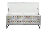 Koffer DKD Home Decor Keramisch Grijs Wit Mangohout (116 x 40 x 50 cm) - thumbnail