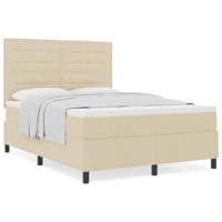 Boxspringbed met matras met hoofdeinde Crème 160 x 200 cm Stof - thumbnail