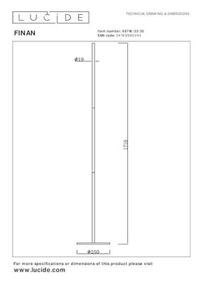 Lucide FINAN - Vloerlamp - LED Dimb. - 1x32W 2700K - Zwart Lucide FINAN - Vloerlamp - LED Dimb. - 1x32W 2700K - Zwart