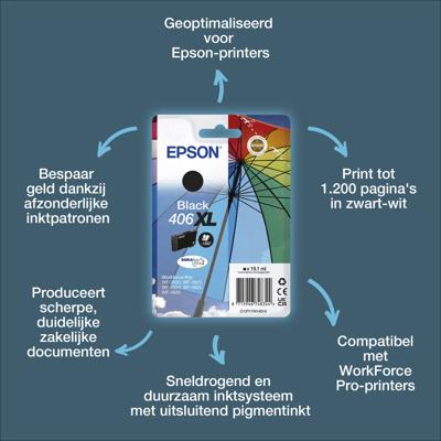 Epson Singlepack DURABrite Ultra 406 inktcartridge 1 stuk(s) Origineel Normaal rendement Zwart