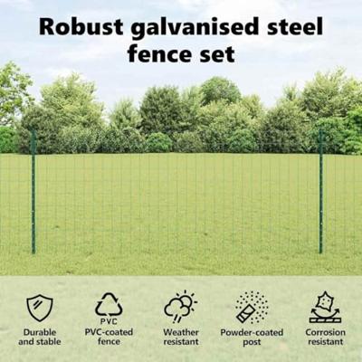 VidaXL Hek met paal groen 1 x 25 m staal en pvc