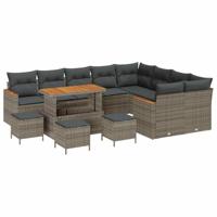Tuinbankenset 13 pcs Grijs poly rattan - thumbnail