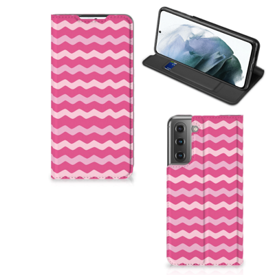 Samsung Galaxy S21 FE | Hoesje met Magneet | Waves Pink