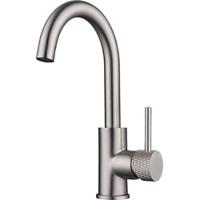 Saqu Crossed wastafelmengkraan met ronde uitloop geborsteld staal - thumbnail