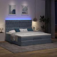 vidaXL Ottoman bed met matrassen en LED's 180x200cm fluweel donkergrijs, bedframe, ottoman bedframe, bedframe met opbergruimte onder het bed - thumbnail